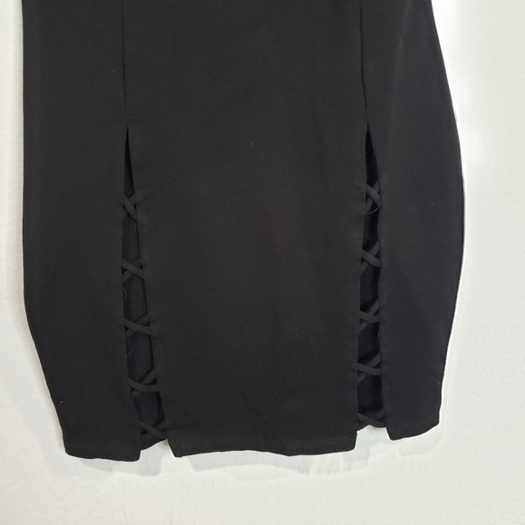 Akira Spaguetti Straps Black Mini Dress Size Medium - Picture 4 of 10